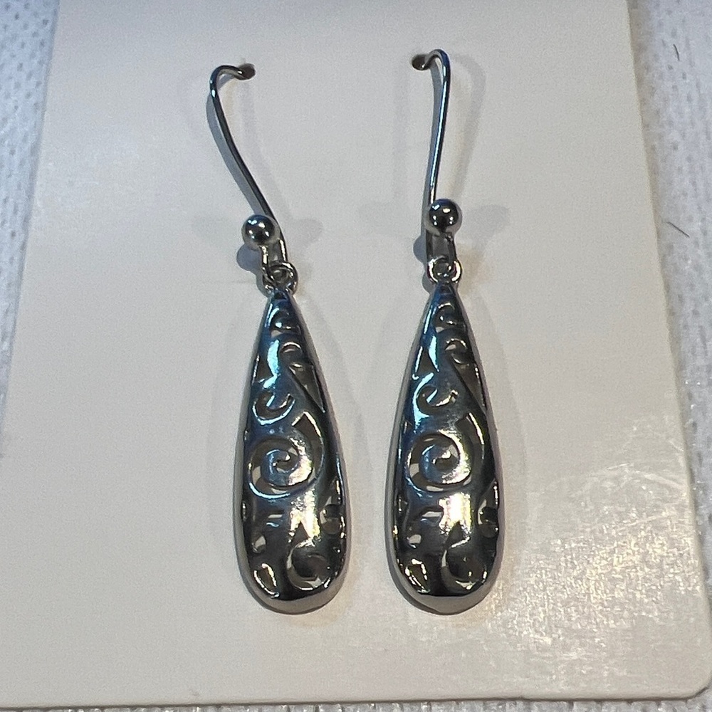 Chic Silver Swirl Drop Earrings